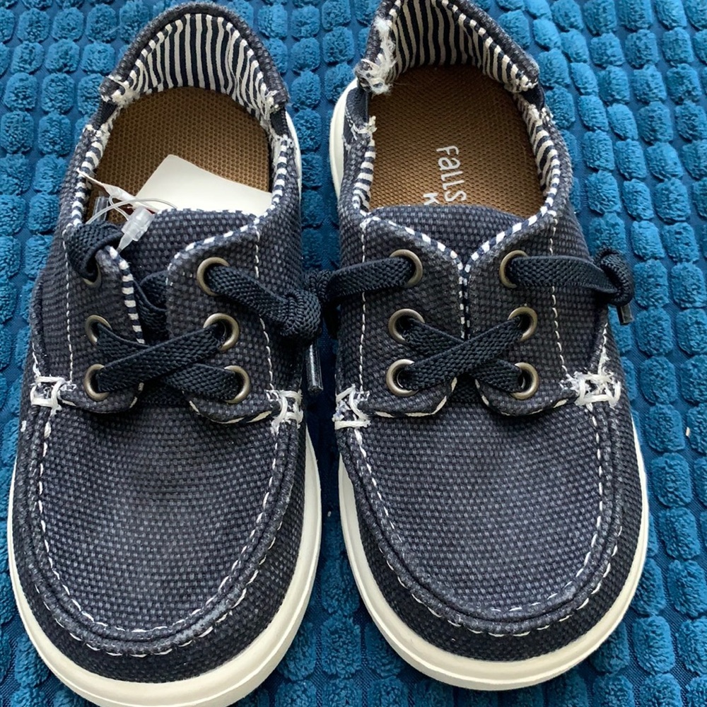Falls Creek brand baby boys navy blue loafer dress shoes slip on new sz 7 & 8